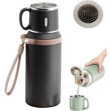 (Black, -) Sticlă vid inox 2-in-1, cu pahar – Etanșă