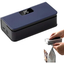 (Blue, -) Mantieni snack freschi, mini sigillatore con taglierino e magnete
