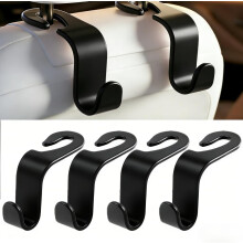 (Black, -) 4-pack auto hoofdsteun haken – 360 rotatie handtashaak voor jassen, zware S-type