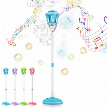 (Blue, -) Staande bubbelmachine 120 cm – automatische bellenblazer met muziek en LED lichten voor feestjes