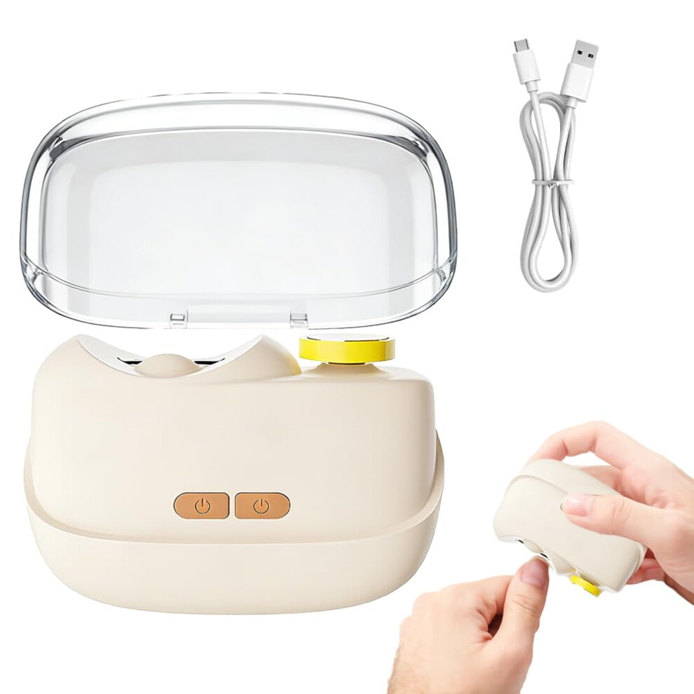 Oimg Yellow (Creamy -) 3 In 1 Electric Polishing Automatic Nail Clipper, Adjustable Speeds Portable For Travel