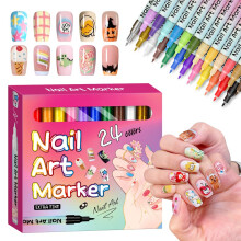 (24 colors, -) 12/24 Farben Nagelkunst Stifte Set 2026, Doodle Stift für Nagellack Dotting Malerei Liner DIY