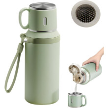 (Green, -) Sticlă vid inox 2-in-1, cu pahar – Etanșă