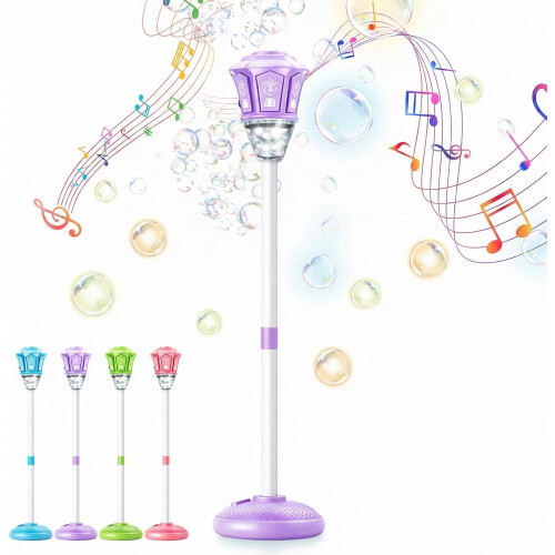(Purple, -) Μηχανή φυσαλίδων 47 ιντσών, με μουσική & LED - Standing bubble machine