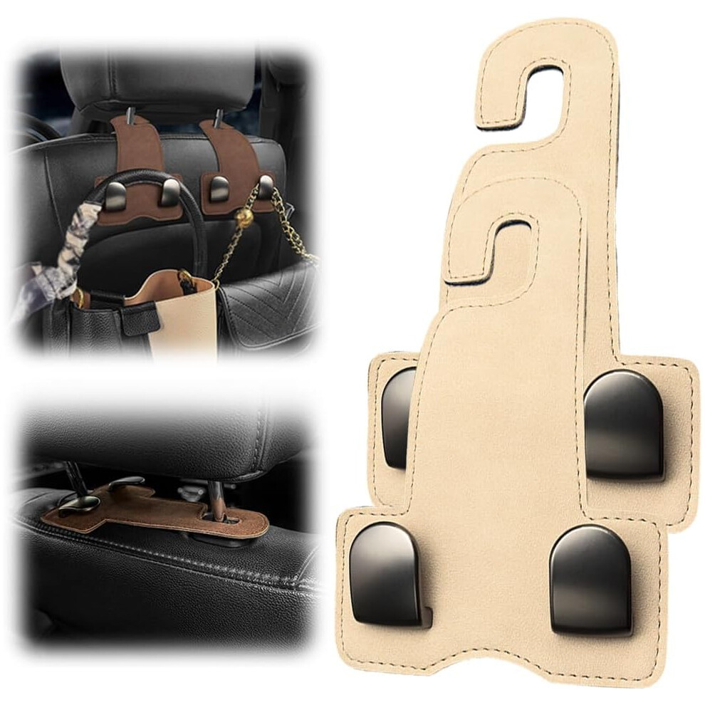 (-2 Pack, -) 2 Pack Car Back Seat Headrest Hooks, 360 Rotation Purse Hook For Handbag Coat, Heavy Duty Beige 5437706823339