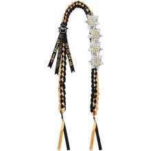 (Retro gold and black, -) Diploma lei class of 2026 – lint lei met GRAD letters en badges, 122 cm voor ceremonie
