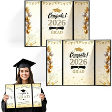 (Black Gold 2, -) 2-pack class of 2026 gastenboek voor diplomafeest – zwart & goud herinneringsboek voor vrienden