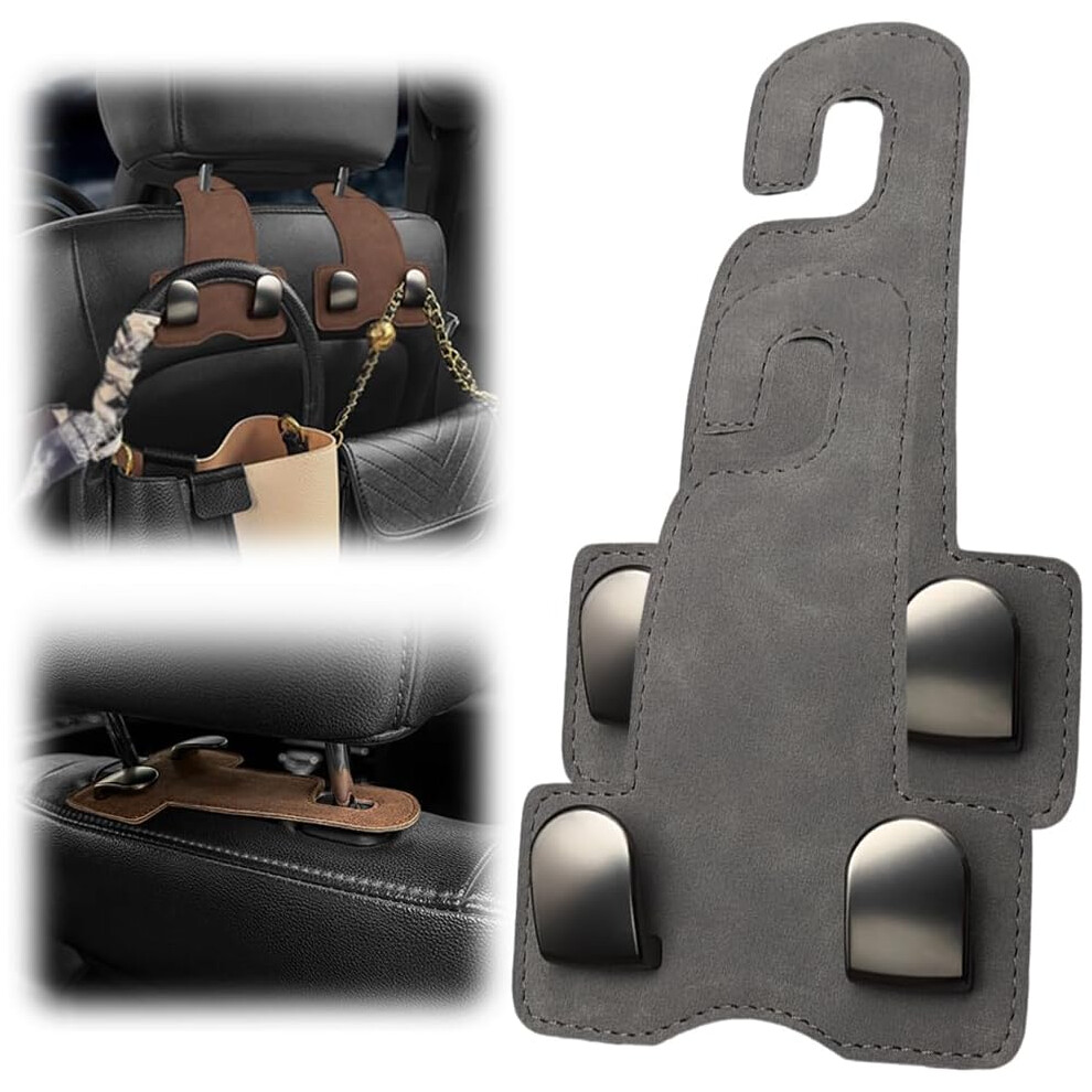 (-2 Pack, -) 2 Pack Car Back Seat Headrest Hooks, 360 Rotation Purse Hook For Handbag Coat, Heavy Duty Gray 5437706823377