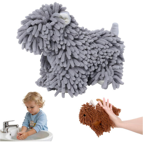(Grey, -) Serviettes chiot chenille douces, boules