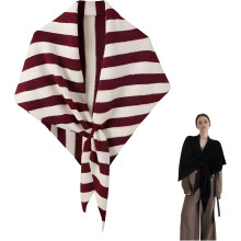 (Striped Red, -) Women's Solid Color Pashmina Shawl Wrap, Cashmere Feel Scarf