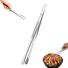 (B - 12 inch Round-Tip Tweezers, -) 30cm rutschfeste Küchenpinzette zum Kochen, Edelstahl Chefzange für BBQ Pasta Salat