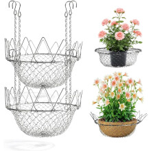 (2 Pcs, -) Verstelbare planter inzet – zware metalen plantenverhoger met kettinghaken voor diepe plantenbakken