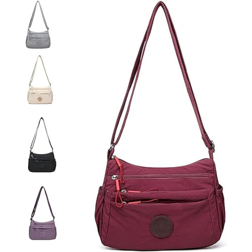 (#C, -) Χρωματιστή τσάντα crossbody, πολλές θήκες, καθημερινή