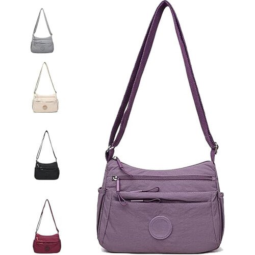 (#E, -) Χρωματιστή τσάντα crossbody, πολλές θήκες, καθημερινή