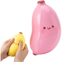 (Banana Pink, -) Bola alivio estrés forma cacahuete blando exprimir fidget TPR ansiedad mano agarre descompresión oficina escritorio