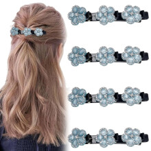 (B - Light blue * 4pcs, -) Presilhas de Cabelo com Cristal Brilhante, Barrettes de Rinoceronte