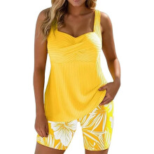 (#a, Large) Tweedelig body-bedekkende print boxer zwempak, slankend anti-blootstelling voor strandvakantie