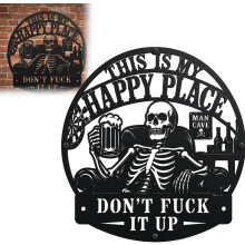 (1PCS, 7.8in) Lustiges Männerhöhle Schild, Skelett trinkt Bier, Metallwandschild