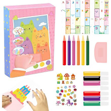 (1PCS*A, -) Regnbåge Squeeze Art Kit - Kreativ Scratch Art Postkort Set för Barn 35 delar
