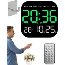 (Green, -) Despertador multifunción LED con mando, fecha y temperatura