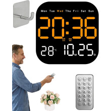 (Orange, -) Despertador multifunción LED con mando, fecha y temperatura