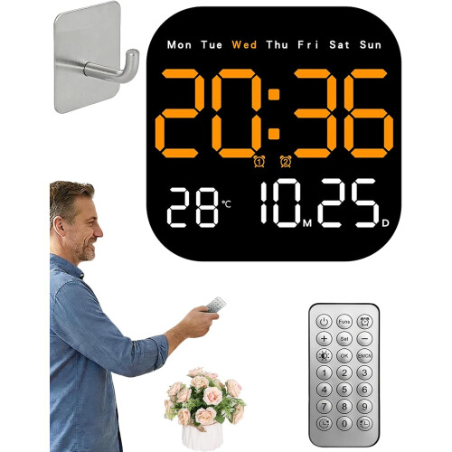 (Orange, -) Πολυλειτουργικό ξυπνητήρι LED, τηλεχειριστήριο, θερμοκρασία