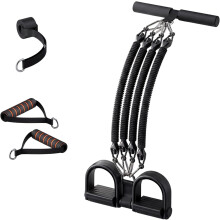 (Black, 25-100 lb) Pedaal weerstandsband met handvat 2026 – multifunctionele elastische trekkoord voor buik benen billen