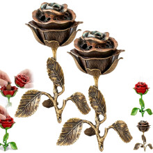 (2pcs*a, -) Vintage Rosen Räucherstäbchenhalter, rosaförmiges Metall mit Blättern