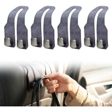 (Grey, -) Autostoel hoofdsteun haken – leren stoelleuning opberghaak organizer voor handtas
