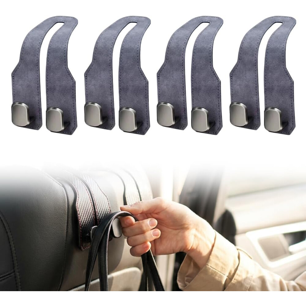 (, -) Car Seat Headrest Hooks, Leather Seat Back Storage Hook Organizer For Purse Handbag Grey 5437706826910