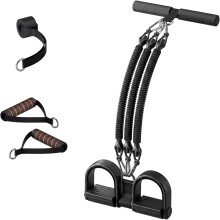 (Black, 25-75 lb) Pedaal weerstandsband met handvat 2026 – multifunctionele elastische trekkoord voor buik benen billen