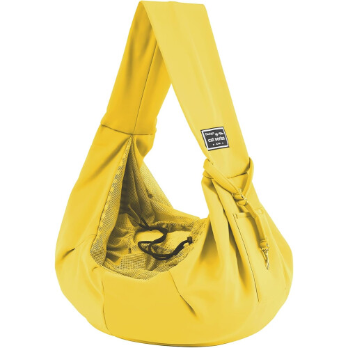 (Yellow, -) Σάλι μεταφοράς σκύλου χωρίς χέρια, με θήκη αποθήκευσης - Hands free dog carrier