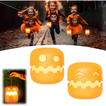 (2pcs, -) Abóbora Halloween Colapsável com Timer, Luz Noturna