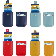 (4pcs-b, -) PU Leder verstellbarer ausziehbarer Kartenhalter, für ID & Führerschein