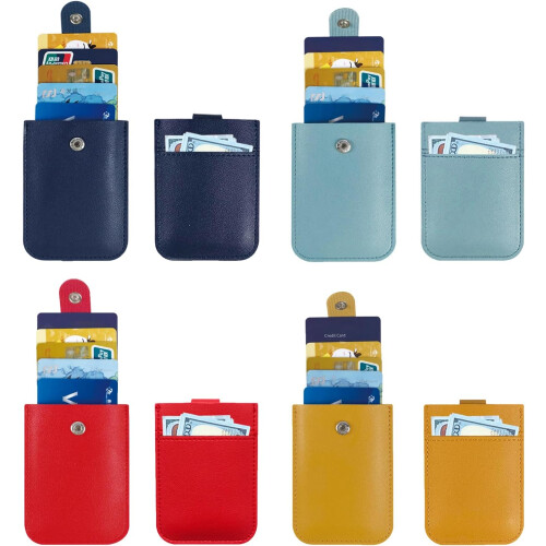 (4pcs-b, -) Ανασυρόμενη θήκη καρτών PU δέρματος, για ταυτότητα & άδεια - Retractable card holder