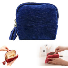 (Dark Blue, -) Bolsa viaje joyas, estuche terciopelo pequeño con cremallera, portátil mujer