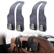 (Grey, -) Autostoel hoofdsteun haken – leren stoelleuning opberghaak organizer voor handtas