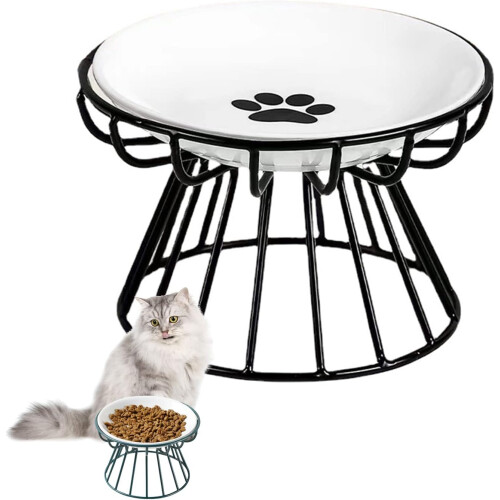 (Black-A, -) Prato Elevado para Gatos com Bigodes 2024, Cerâmico