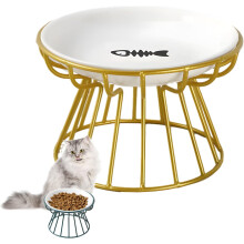 (Glod-B, -) Plato gato elevado bigotes 2024, cerámica con soporte