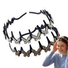 (Silver+Gold, -) Conjunto de Tiara de Cristal Ondulado 2026, Borboleta para Casamento