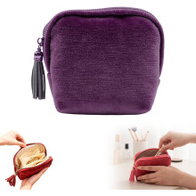 (Dark Purple, -) Bolsa viaje joyas, estuche terciopelo pequeño con cremallera, portátil mujer