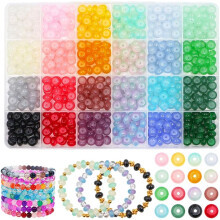 (Circle, -) 800 Stück 6x12mm Glasperlen Armband Herstellungsset, 24 Farben Kristallperlen für Schmuck DIY
