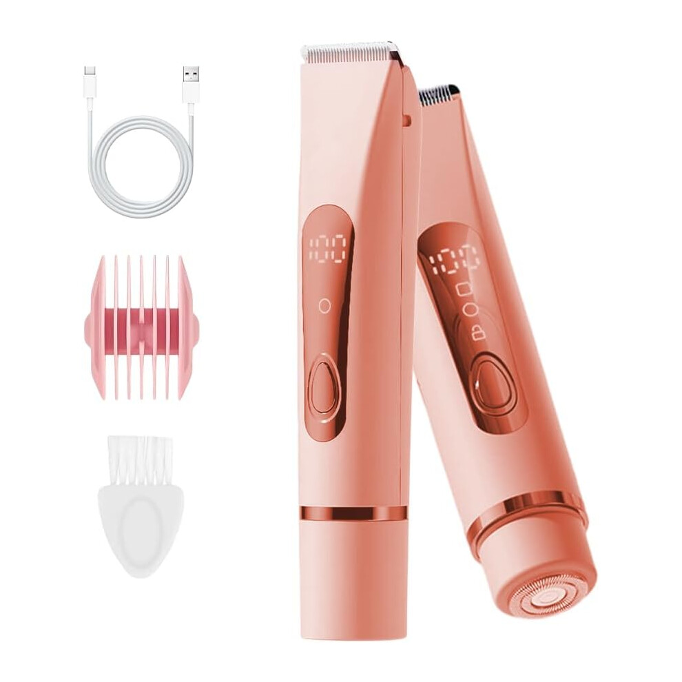 Oimg Pink (, -) 2-In-1 Bikini Trimmer For Women 2026, Waterproof Rechargeable Electric Shaver With Led Display