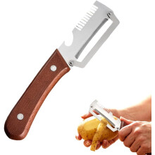 (1pcs, -) 2 Stück multifunktionaler Gemüseschäler, 2-in-1 Null Hänger Holzschäler mit Flaschenöffner