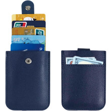 (Dark Blue, -) PU Leder verstellbarer ausziehbarer Kartenhalter, für ID & Führerschein
