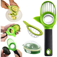 (3 piece set, -) 3-in-1 avocado tool set – pit splitsen snijden en luchtdichte opbergcontainer