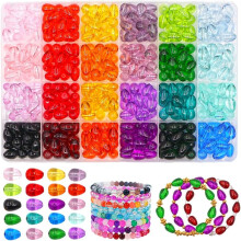 (Water droplet, -) 800 Stück 6x12mm Glasperlen Armband Herstellungsset, 24 Farben Kristallperlen für Schmuck DIY