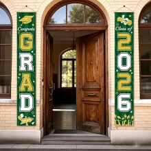 (size_name, Large-g) Diploma decoraties class of 2026 – veelkleurige glitter grad porch banner