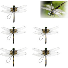 (size_name, Large-5PCS) Realistischer 3D Libelle Clip Insektenabwehr, Outdoor Garten Hut Deko für Camping Angeln, PVC