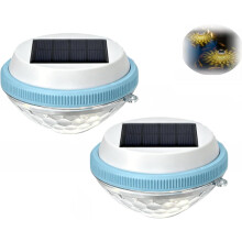 (Warm-2PACK, -) 2er Pack Solar schwimmende Pool Lichter, Auto On/Off LED für Erdbecken oberirdische Pools Teich Garten